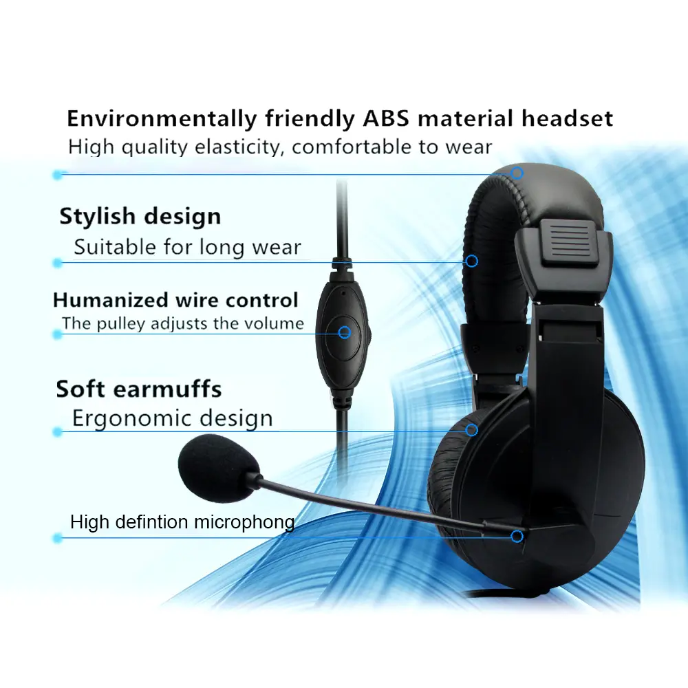 3.5mm Wired Headphones Operator Headsets with Mic Noise Reduction Earphones Adjustable Headband for Operator School Student