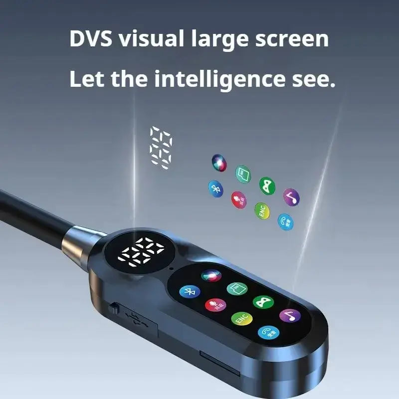 HD Screen Earphones Bluetooth 5.4 Headphones Neckband Headsets TWS Wireless Earbuds HiFi Stereo Voice Assistant Support TF Play