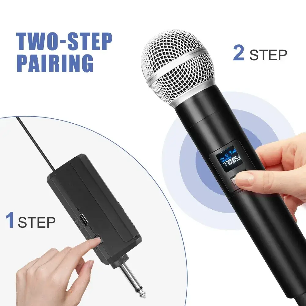 2.4G Wireless Microphone UHF Rechargeable Handheld Microphone Karaoke Multi-Microphone Kits For Live Party Church Show Meeting