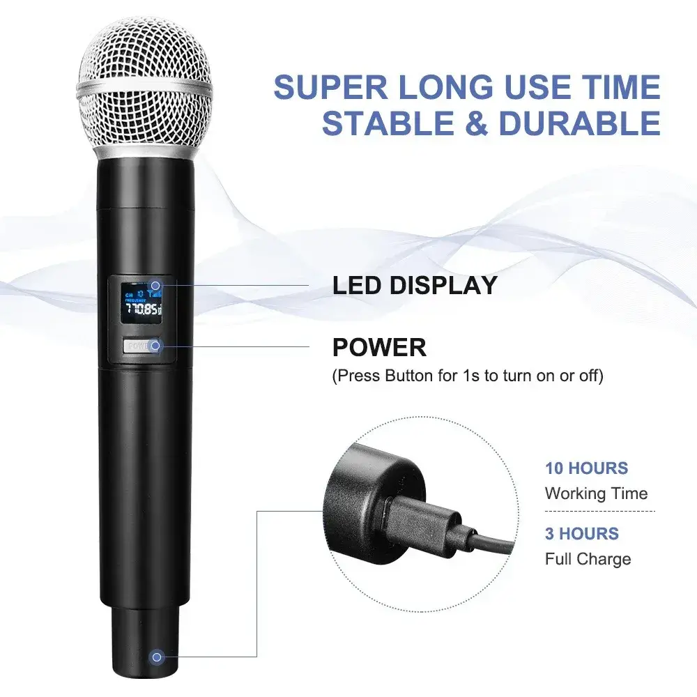 2.4G Wireless Microphone UHF Rechargeable Handheld Microphone Karaoke Multi-Microphone Kits For Live Party Church Show Meeting