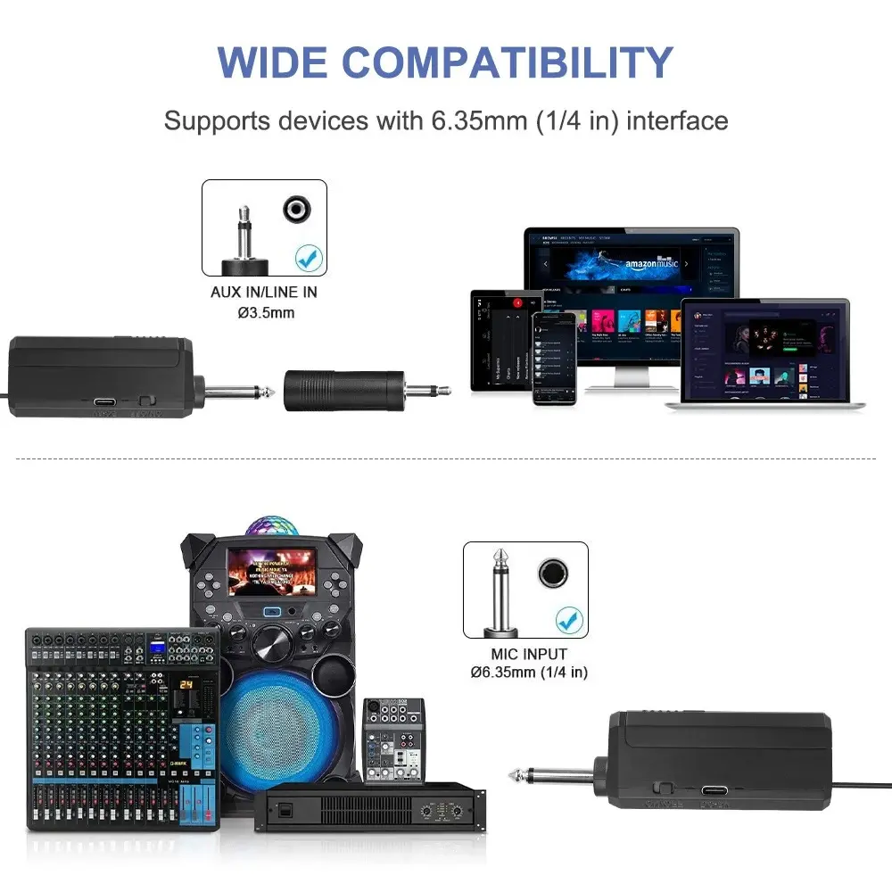 Wireless Microphone 2 Channel UHF Fixed Frequency Handheld Mic Microphone Condenser Microphone For Party Karaoke Show Meeting