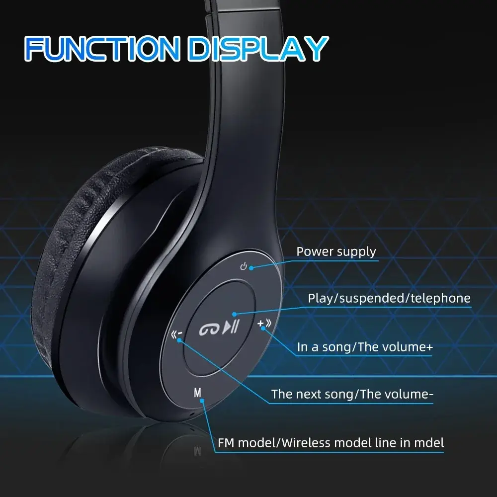 Bluetooth 5.0 Headsets Wireless Headphones 3.5MM Wired Earphones Support TF Card Foldable Noise Reduction For iPhone Xiaomi