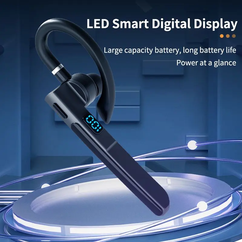 Ear-hook Headphones Bluetooth 5.3 Earphone Business Wireless Headset LED Display HIFI Stereo Noise Reduction Earbud for Xiaomi