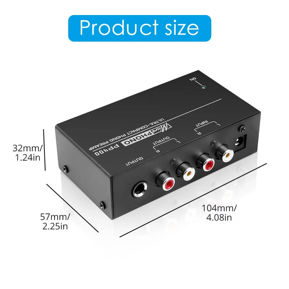 PP400 Ultra-Compact Phono Preamp Preamplifier Home Mini Audio Amplifier with RCA Interface for Turntable Tube Amplifier Speaker