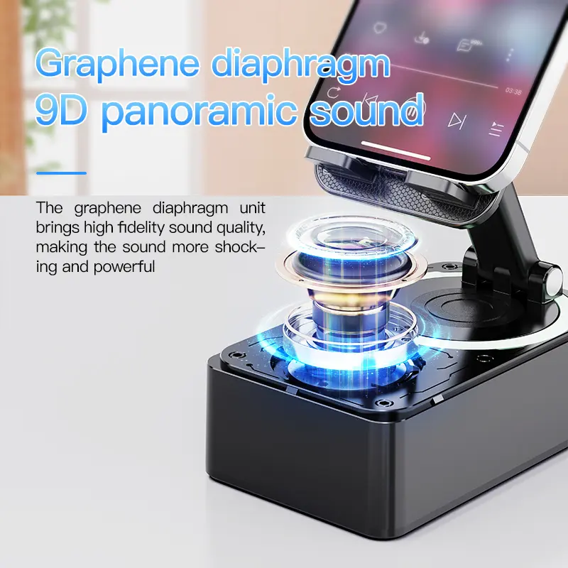 3-in-1 Bluetooth Speaker Phone Power Bank Foldable Wireless Speaker Phone Stand with Anti-Slip Pads For Video Meeting Live