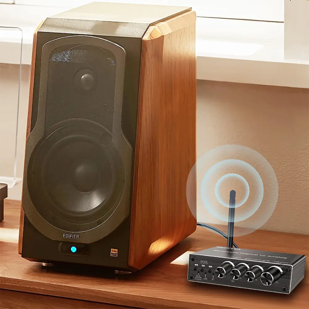 Bluetooth 5.4 Audio Receiver+Coaxial DAC Converter+USB U-Disk Play+6.5 Micrphone Karaoke Wireless Adapter 3.5MM AUX RCA Adapter