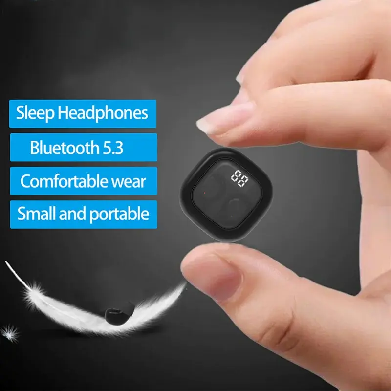 TWS Wireless Invisible Earbuds Bluetooth 5.3 Tiny Mini Sleep Headphones Hidden Noise Reduction Headsets Sports Stereo Earphones