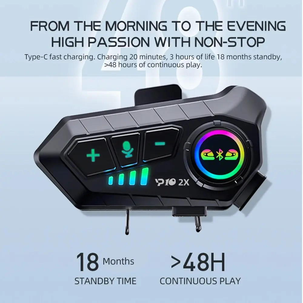 Bluetooth 5.3 Motorcycle Helmet Headset Bluetooth Intercom Headphone Wireless Interphone  Moto Waterproof HandsfreeCall Earphone