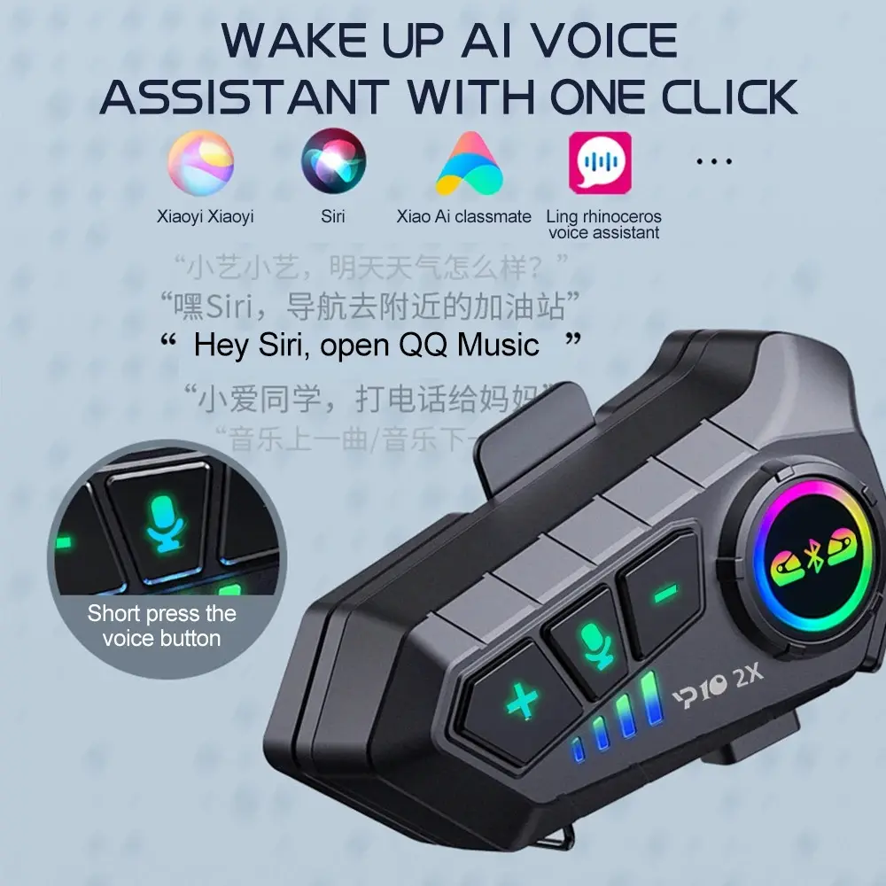 Bluetooth 5.3 Motorcycle Helmet Headset Bluetooth Intercom Headphone Wireless Interphone  Moto Waterproof HandsfreeCall Earphone