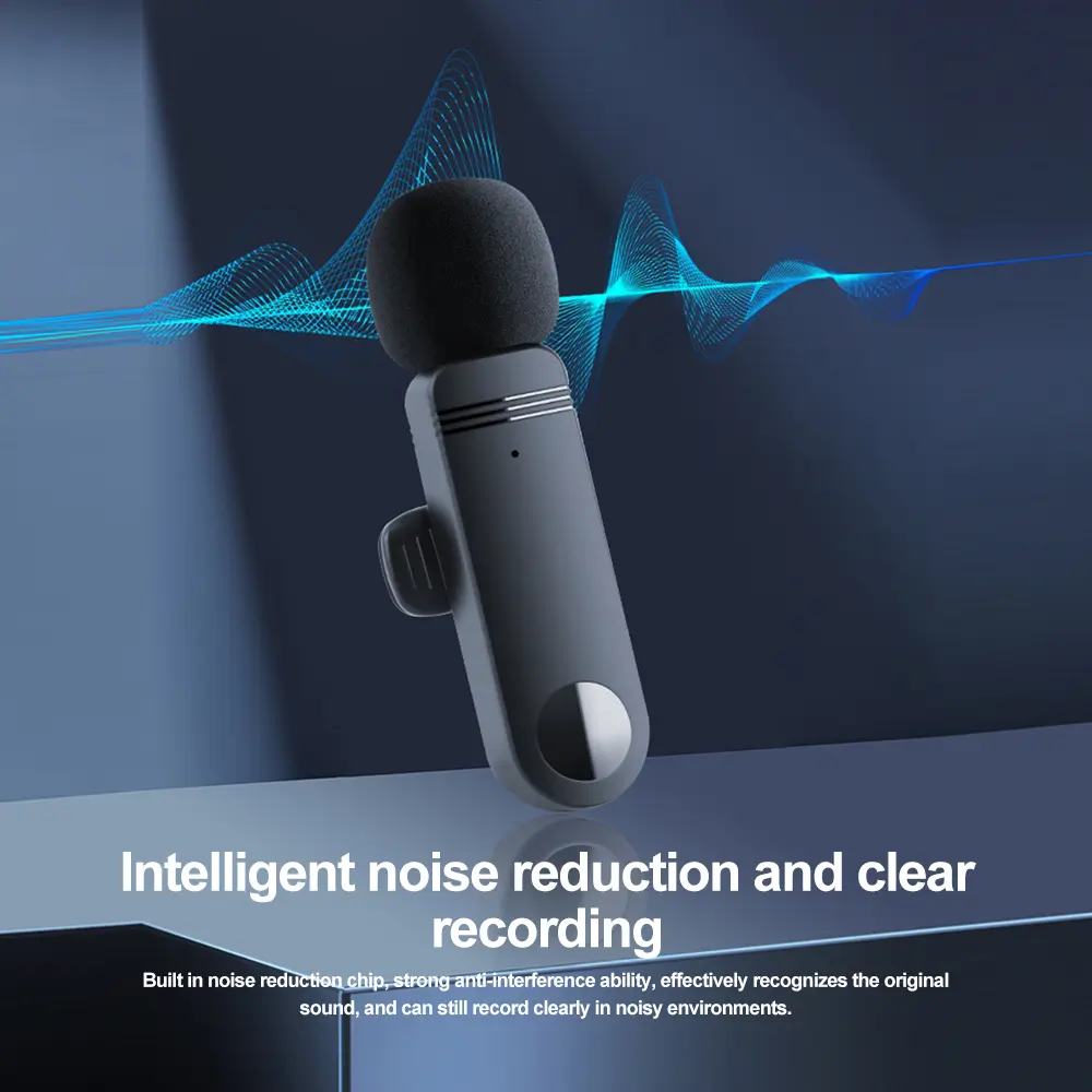 Wireless Lavalier Microphone Dynamic Microphone Audio Video Recording Mini Mic for iOS Android Live Broadcast Gaming Phone Mic