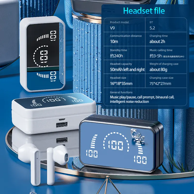 Bluetooth 5.2 Earphones TWS Wireless Headphones 2000mAh Sports Earbuds Noise Reduction Headset HIFI Stereo Sound For Xiaomi