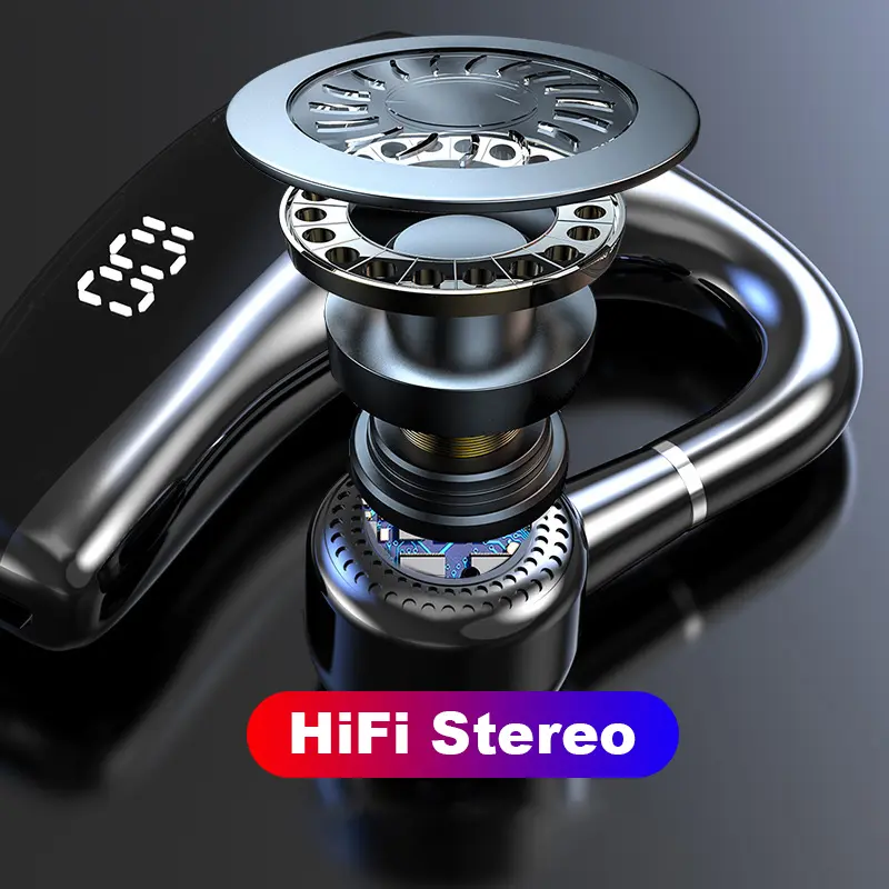 Bluetooth 5.2 Earphone TWS Wireless Ear Hook Headset LED Display Business Headphone HiFi Stereo Waterproof Earbud for Xiaomi