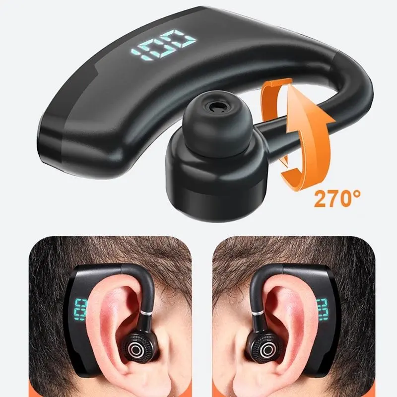 Bluetooth 5.2 Earphone TWS Wireless Ear Hook Headset LED Display Business Headphone HiFi Stereo Waterproof Earbud for Xiaomi