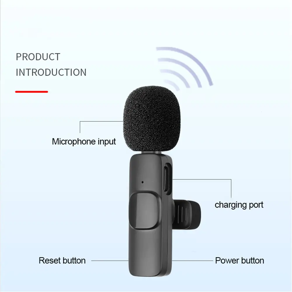 Lavalier Microphone Wireless Microphone Noise Cancelling Audio Video Recording Mini Mic for iPhone Android Live Broadcast Game