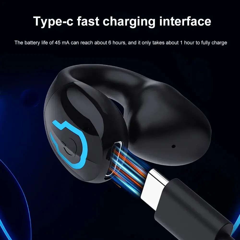 Bluetooth 5.4 Earphone Ear-Clip Headset Wireless Headphone HiFi Stereo Noise Reduction Waterproof Earbud for Xiaomi iPhone