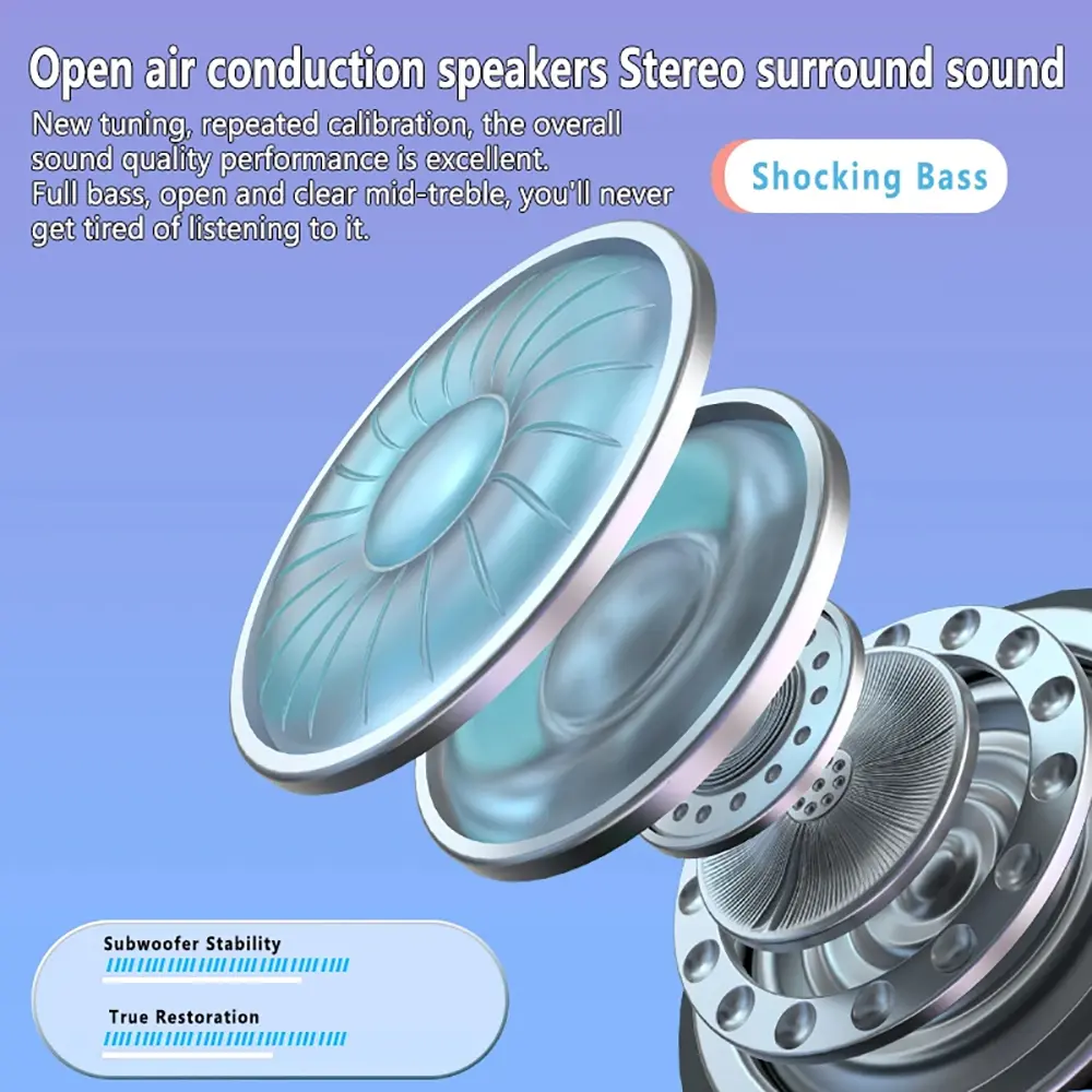 Wireless Headphones Bluetooth 5.3 Earphones HiFi Stereo Noise Reduction Ear Hook Earbuds Sports Headset for Huawei Xiaomi