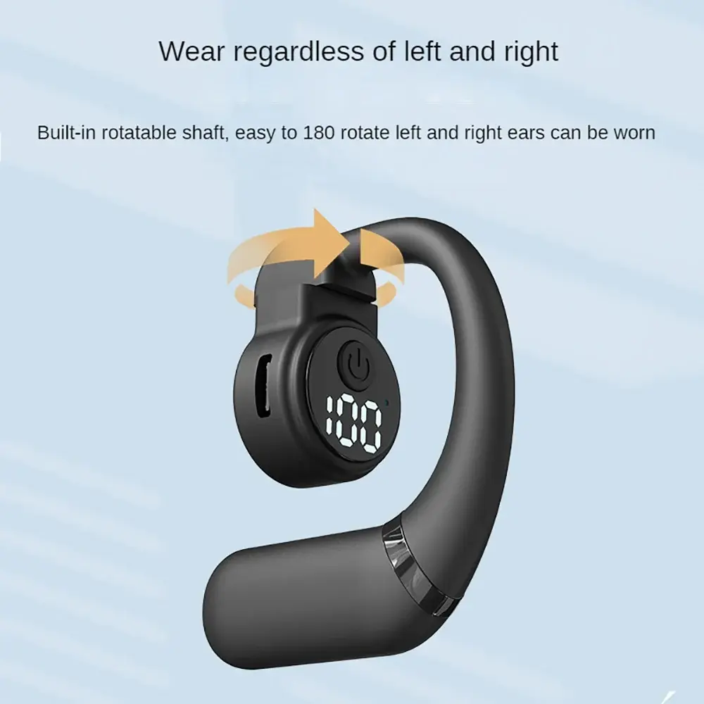 Wireless Ear Hook Headset Bluetooth 5.4 Earphone 180 Rotation HiFi Stereo Noise Reduction Headphone Sports Waterproof Earbud