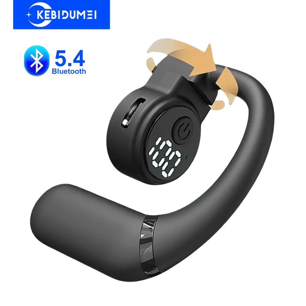 Wireless Ear Hook Headset Bluetooth 5.4 Earphone 180 Rotation HiFi Stereo Noise Reduction Headphone Sports Waterproof Earbud