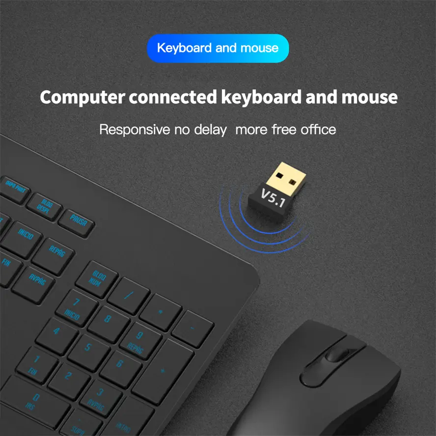 USB Bluetooth 5.1 Adapter Wireless Audio Transmitter Receiver Bluetooth Audio Receiver USB Dongle USB Adapter for PC Computer