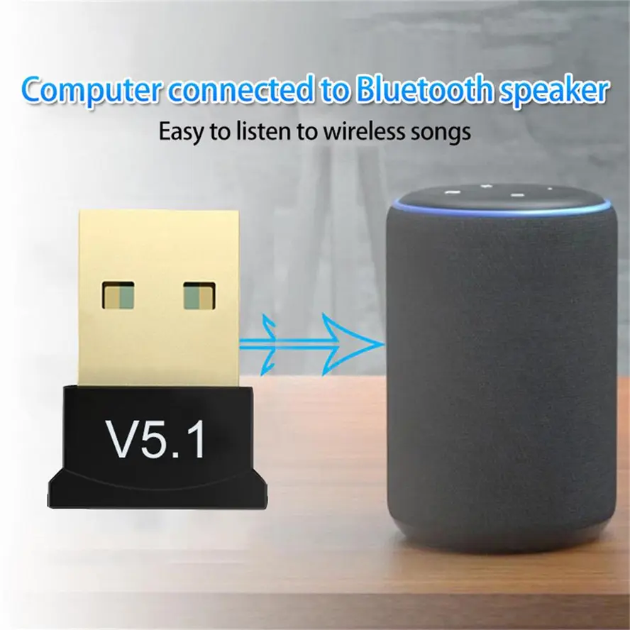 USB Bluetooth 5.1 Adapter Wireless Audio Transmitter Receiver Bluetooth Audio Receiver USB Dongle USB Adapter for PC Computer