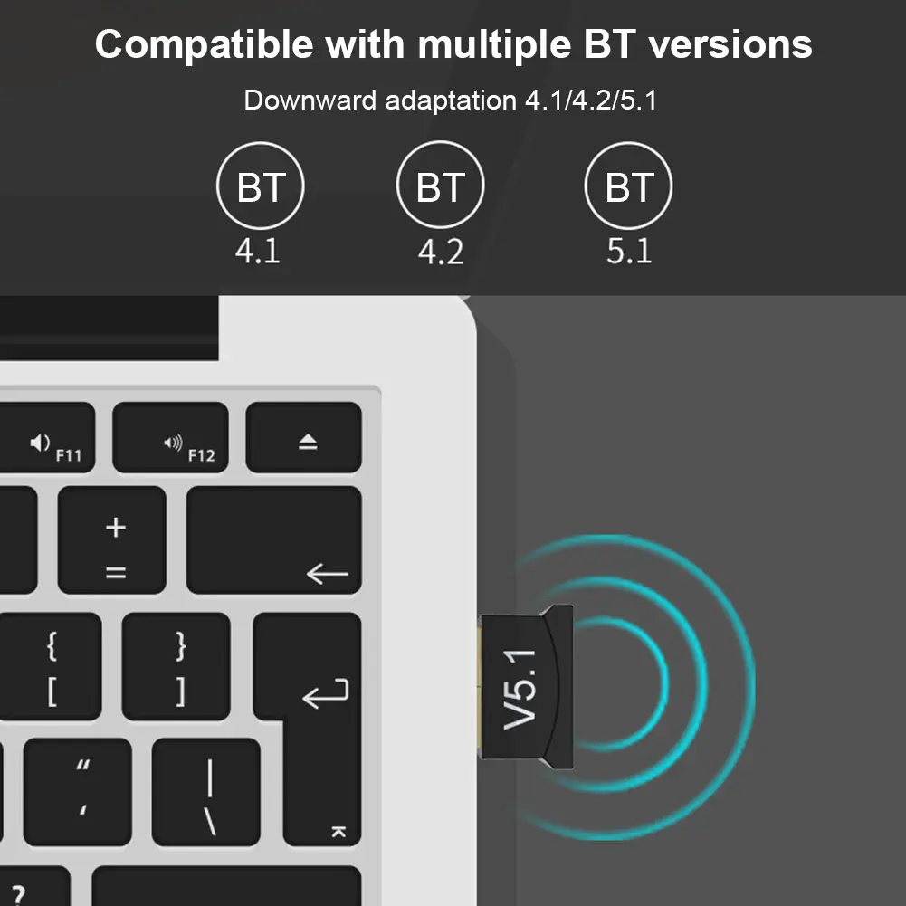 USB Bluetooth 5.1 Adapter Wireless Audio Transmitter Receiver Bluetooth Audio Receiver USB Dongle USB Adapter for PC Computer