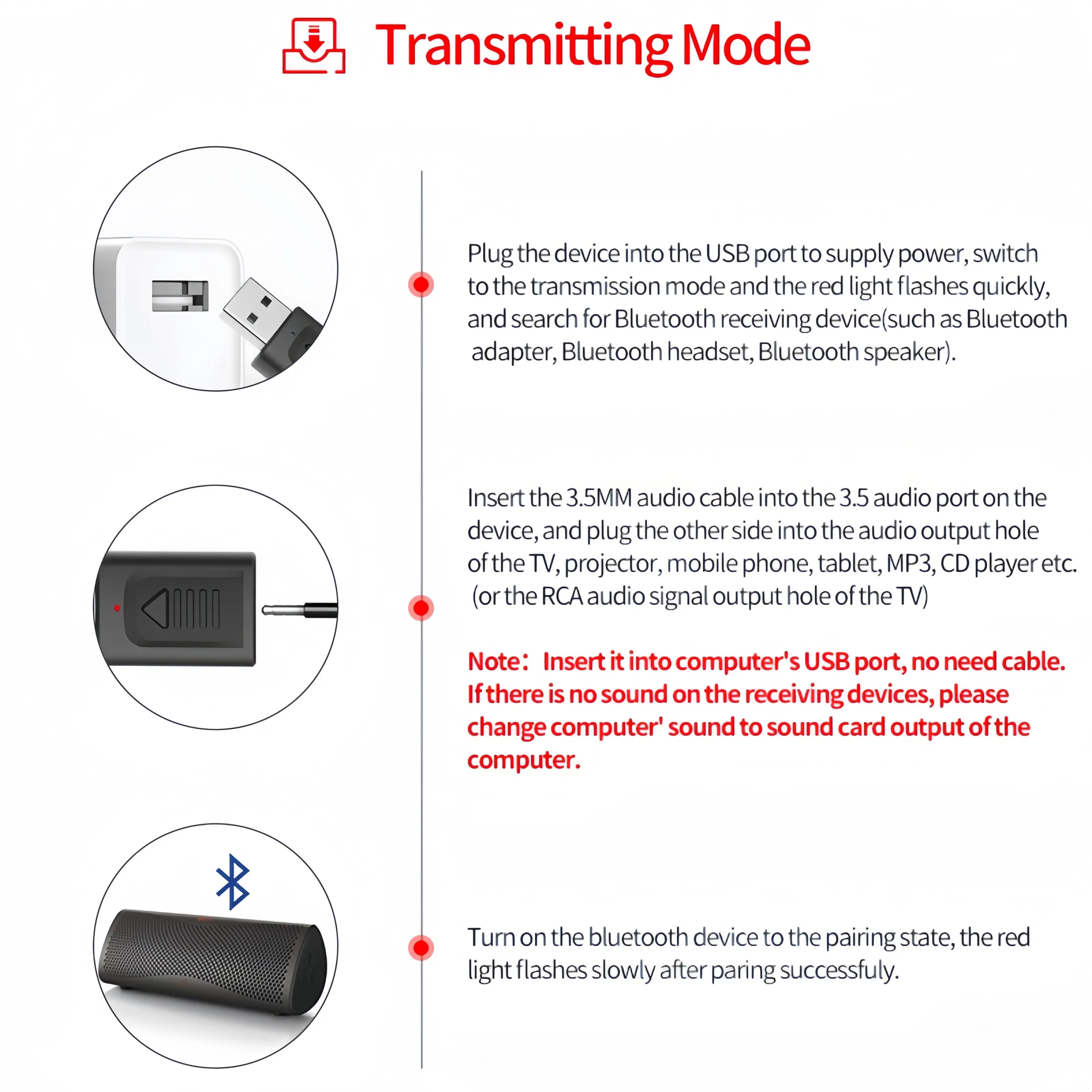4 in 1 Bluetooth 5.3 Receiver Transmitter USB Audio Adapter 3.5mm Stereo Wireless Adapter For TV Car Headset Speaker Amplifier