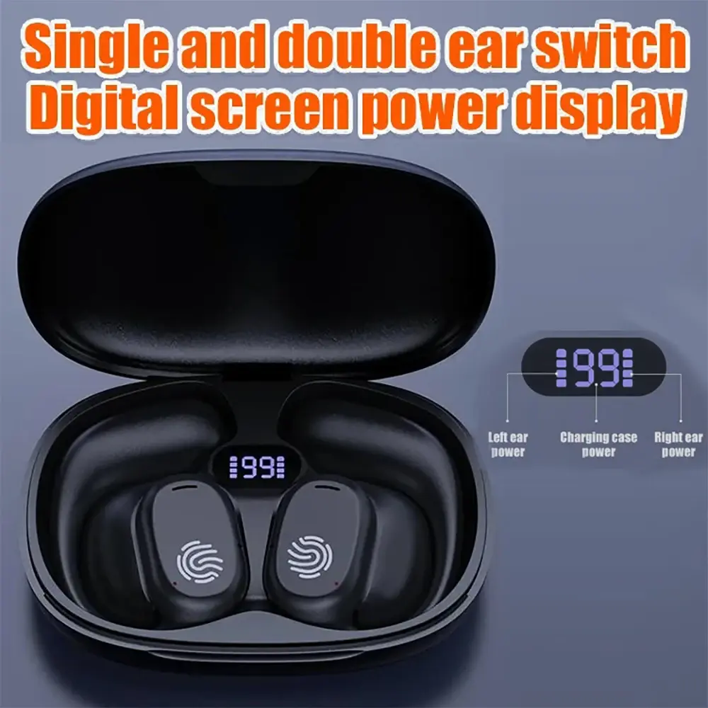 Bluetooth 5.3 Headphones Ear Hook Headsets TWS Wireless Earphones LED Display Waterproof HiFi Stereo Noise Reduction Earbuds