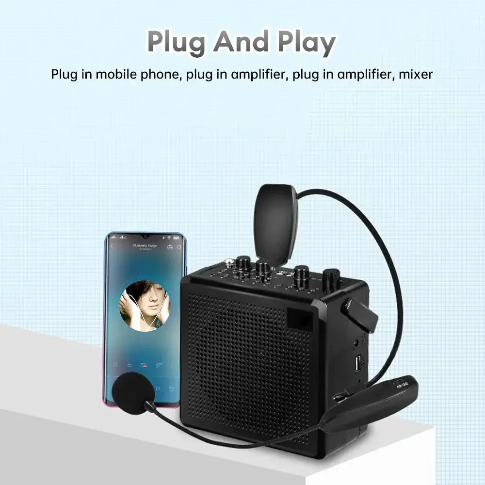 2.4G Wireless Lavalier Microphone Head-Mounted Microphones with Receiver for Amplifier Voice Speaker Teaching Tour Guide