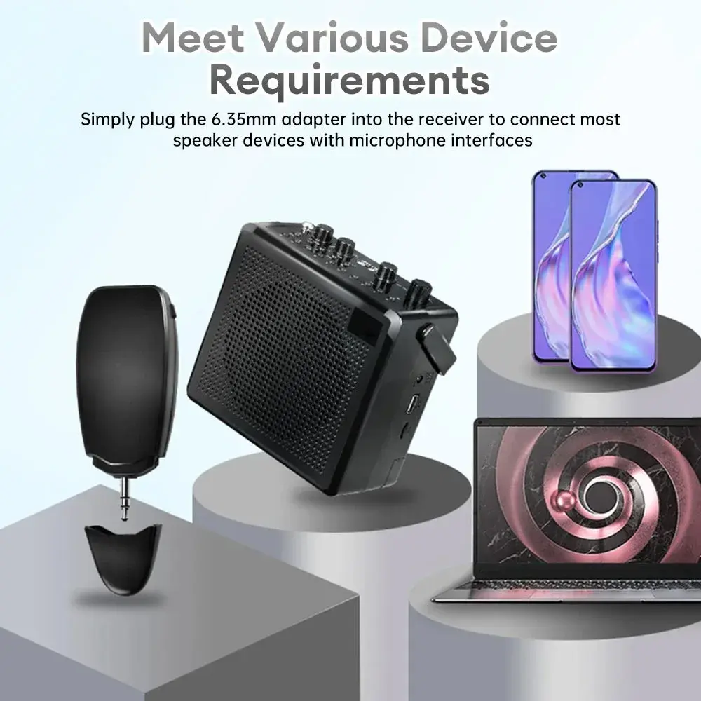 2.4G Wireless Lavalier Microphone Head-Mounted Microphones with Receiver for Amplifier Voice Speaker Teaching Tour Guide