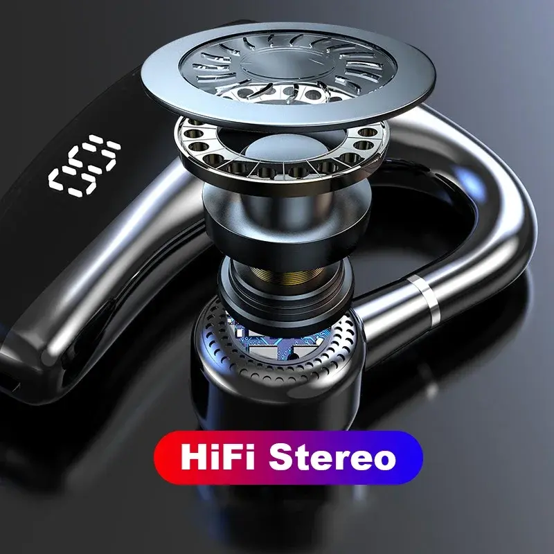 Wireless Headphone Bluetooth 5.2 Earphone Ear Hook Headset  LED Display Business HiFi Stereo Waterproof Earbud for Xiaomi