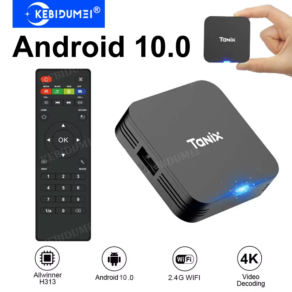 Android 10 Mini TV Box Allwinner H313 Cortex A53 Androidtv Set Top Box 4K Vedio Decoding 2.4G WiFi Media Player for Youtube