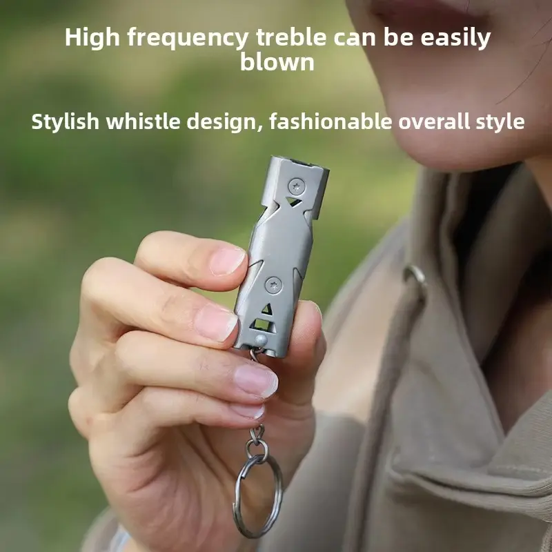 180Db Double Pipe Whistle Pendant Keychain High Decibel Portable Outdoor Survival Emergency Camping Tool Multifunction Whistle