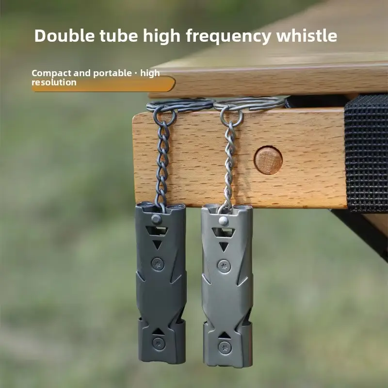 180Db Double Pipe Whistle Pendant Keychain High Decibel Portable Outdoor Survival Emergency Camping Tool Multifunction Whistle