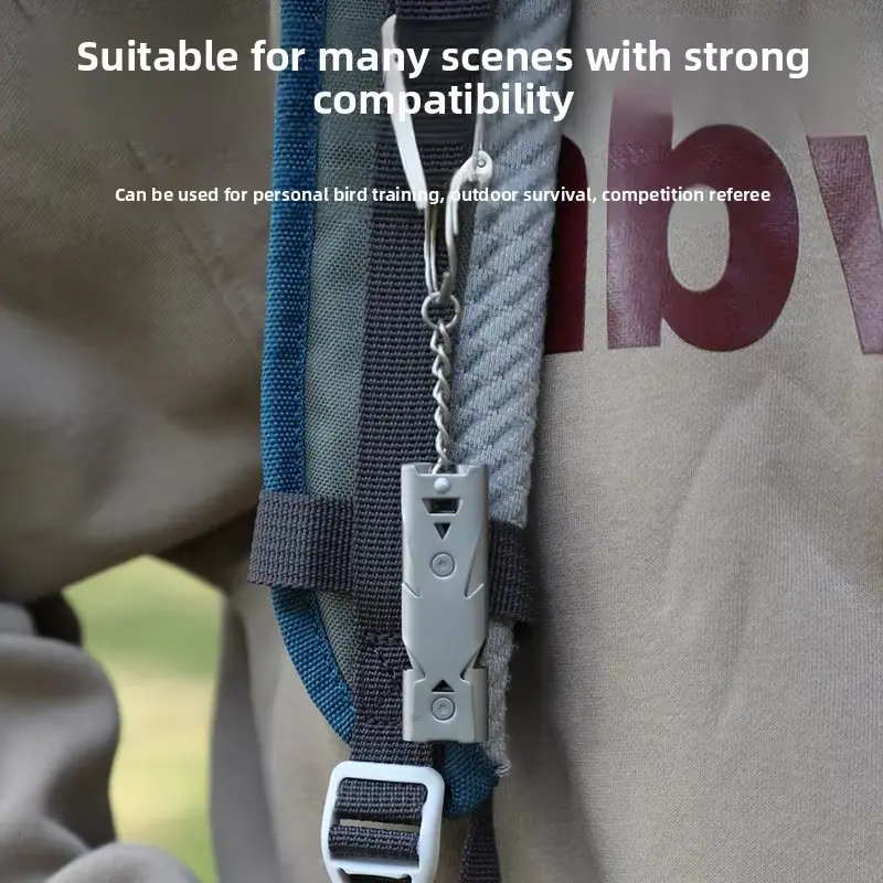 180Db Double Pipe Whistle Pendant Keychain High Decibel Portable Outdoor Survival Emergency Camping Tool Multifunction Whistle