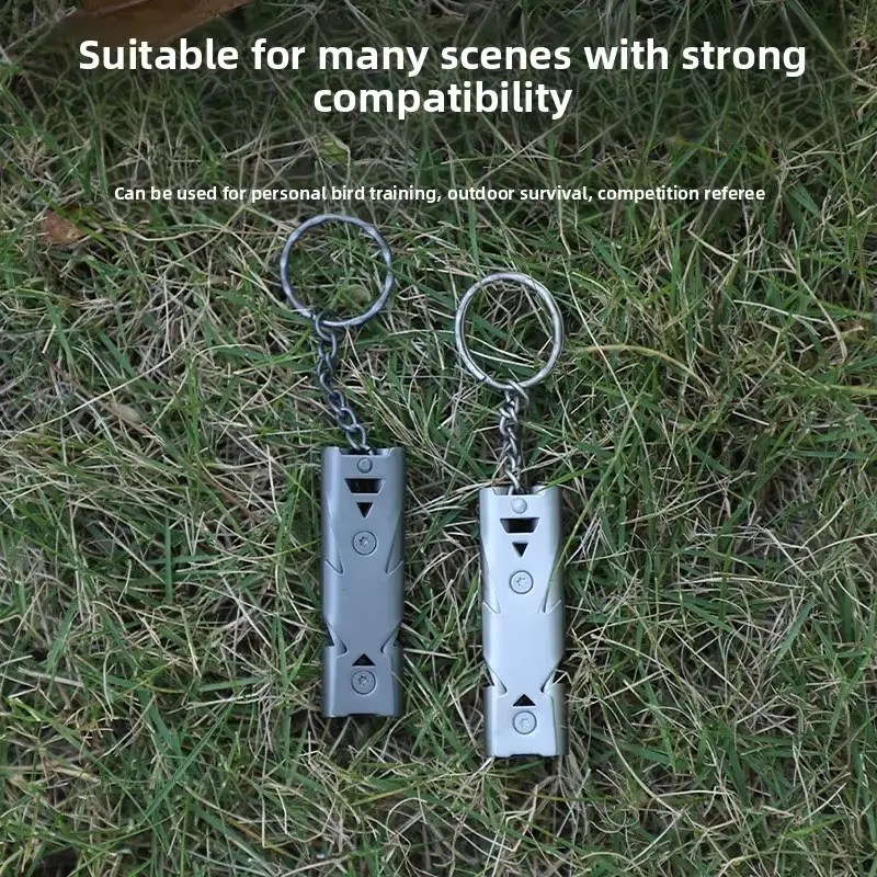 180Db Double Pipe Whistle Pendant Keychain High Decibel Portable Outdoor Survival Emergency Camping Tool Multifunction Whistle