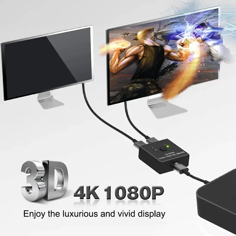 VIKEFON HDMI-Compatible Switch Bi-Direction 2.0 Splitter 1x2/2x1 Adapter 2 in 1 out Converter for PS4 Pro/4/3 TV Box 4K Switcher