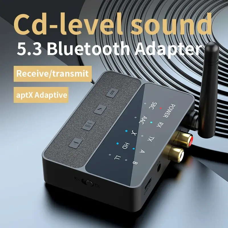 Bluetooth 5.3 Transmitter Receiver Adapter 3.5mm AUX RCA Jack for Car Speakers Audio Music Receiver Support Aptx AAC SBC HD LL