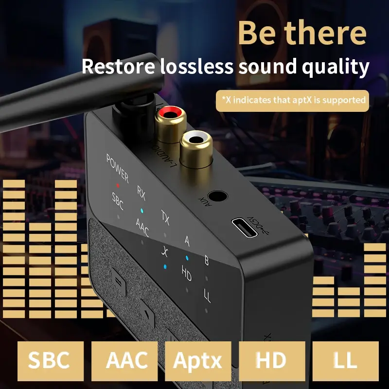 Bluetooth 5.3 Transmitter Receiver Adapter 3.5mm AUX RCA Jack for Car Speakers Audio Music Receiver Support Aptx AAC SBC HD LL