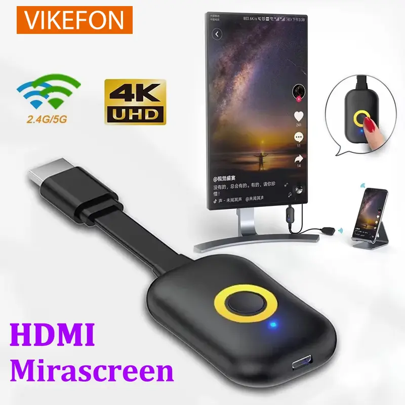 Wireless Screen Miracast TV Dongle Wifi Wireless TV Stick Supoort HDMI-Compatible 4K HD Mirror Screen Display Adapter For IOS