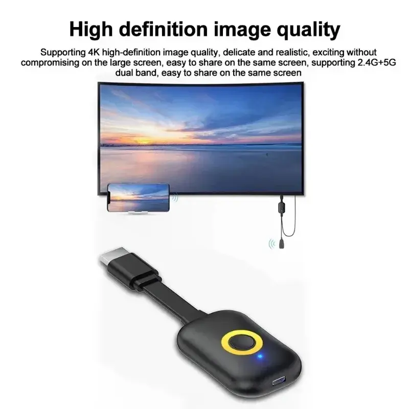 Wireless Screen Miracast TV Dongle Wifi Wireless TV Stick Supoort HDMI-Compatible 4K HD Mirror Screen Display Adapter For IOS