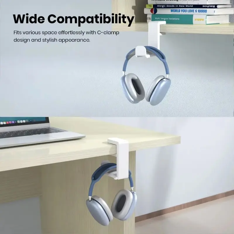 PC Gaming Headphone Stand Headset Hook Holder Hanger Mount With Adjustable 360° Rotating Arm Clamp Desk Mount Universal Bracket