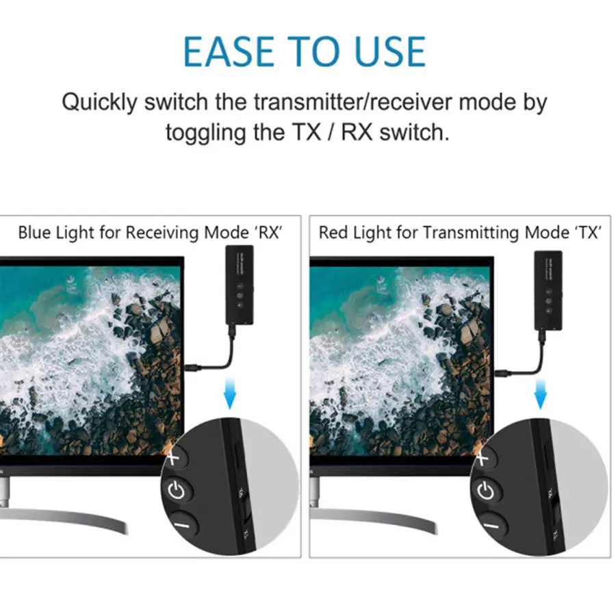 VIKEFON 3 IN 1 Bluetooth Receiver Transmitter Stereo Bluetooth 5.0 4.2 Audio AUX 3.5mm Jack For TV PC Car Kit Wireless Adapter