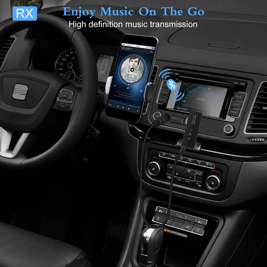 VIKEFON 3 IN 1 Bluetooth Receiver Transmitter Stereo Bluetooth 5.0 4.2 Audio AUX 3.5mm Jack For TV PC Car Kit Wireless Adapter