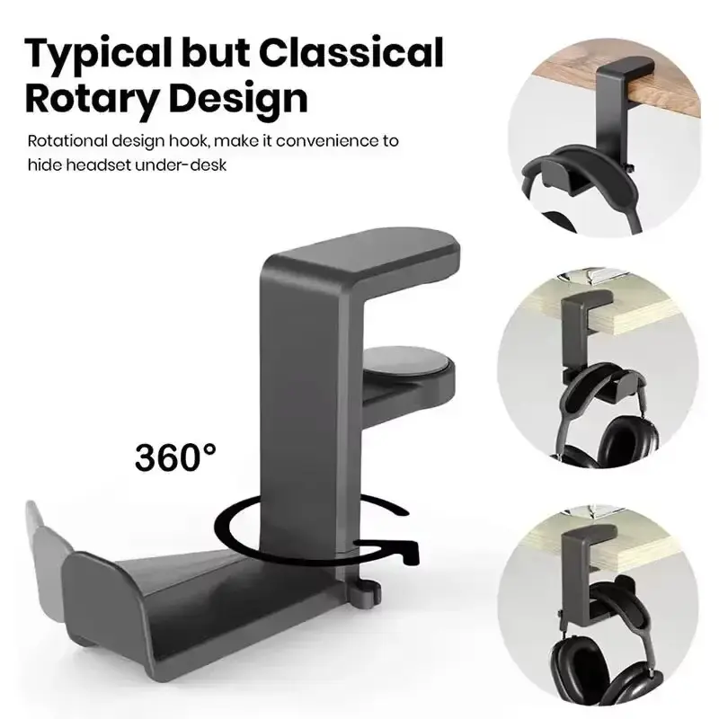 PC Gaming Headphone Stand Headset Hook Holder Hanger Mount With Adjustable 360° Rotating Arm Clamp Desk Mount Universal Bracket