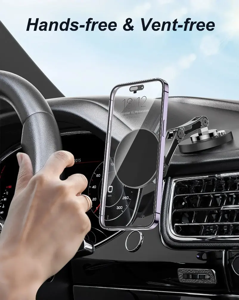 Car Magnetic Phone Holder Stand Dashborad Alloy Foldable Magnet Car Mount Smartphone Mobile Bracket For iPhone 15 Samsung Xiaomi