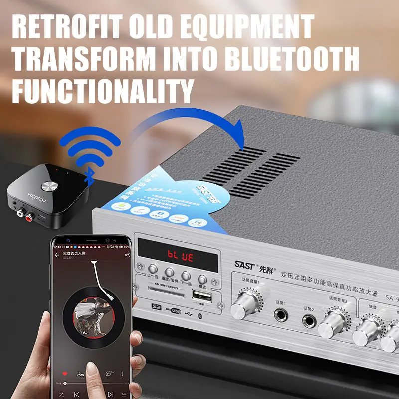 VIKEFON NFC Bluetooth 5.4 Audio Receiver 3.5mm AUX R/L RCA Stereo Lossless Music Wireless Adapter USB U-Disk Play Remote Control