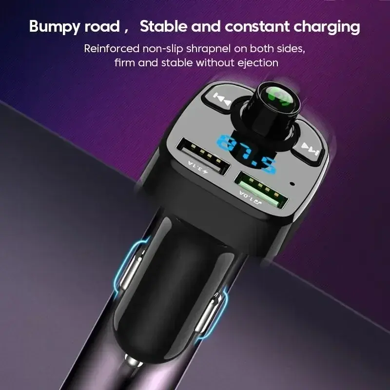 Wireless Adapter LED MP3 Car Bluetooth FM Hands-Free Bluetooth-compaitable 5.0 Transmitter 3.1A QC3.0 PD Type C Dual USB Charger