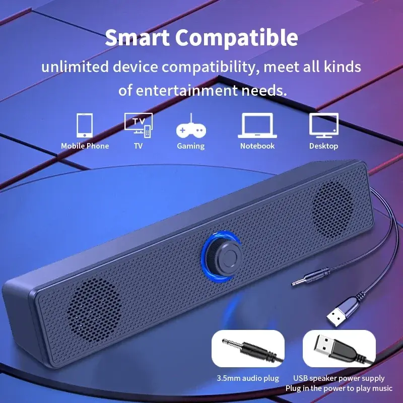 Bluetooth Speaker Immerse Yourself In High Quality Sound With Our PC Bar Speaker Wired Home USB Wired Plug-in Desktop Speaker