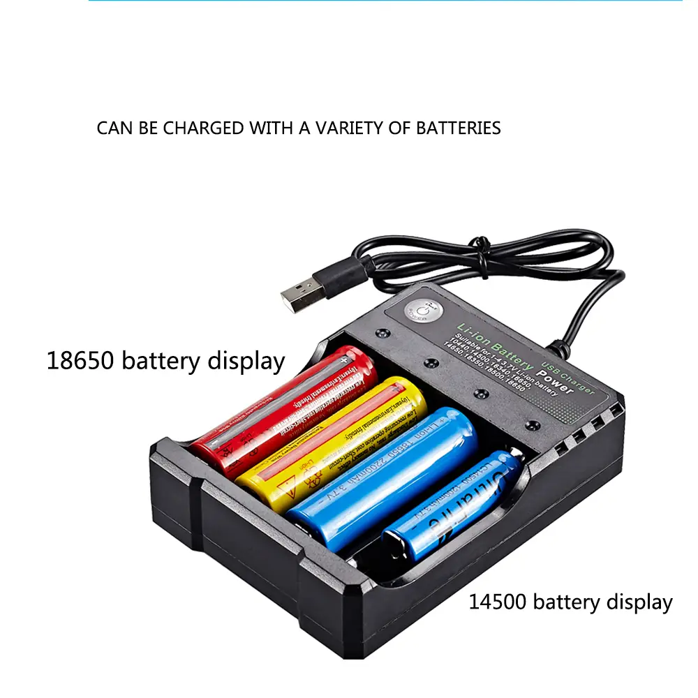 New 4 Slots 18650 Charger Independent Charging 3.7V Li-ion Battery Smart Charger for 10440 14500 16340 16650 14650 18350 18500