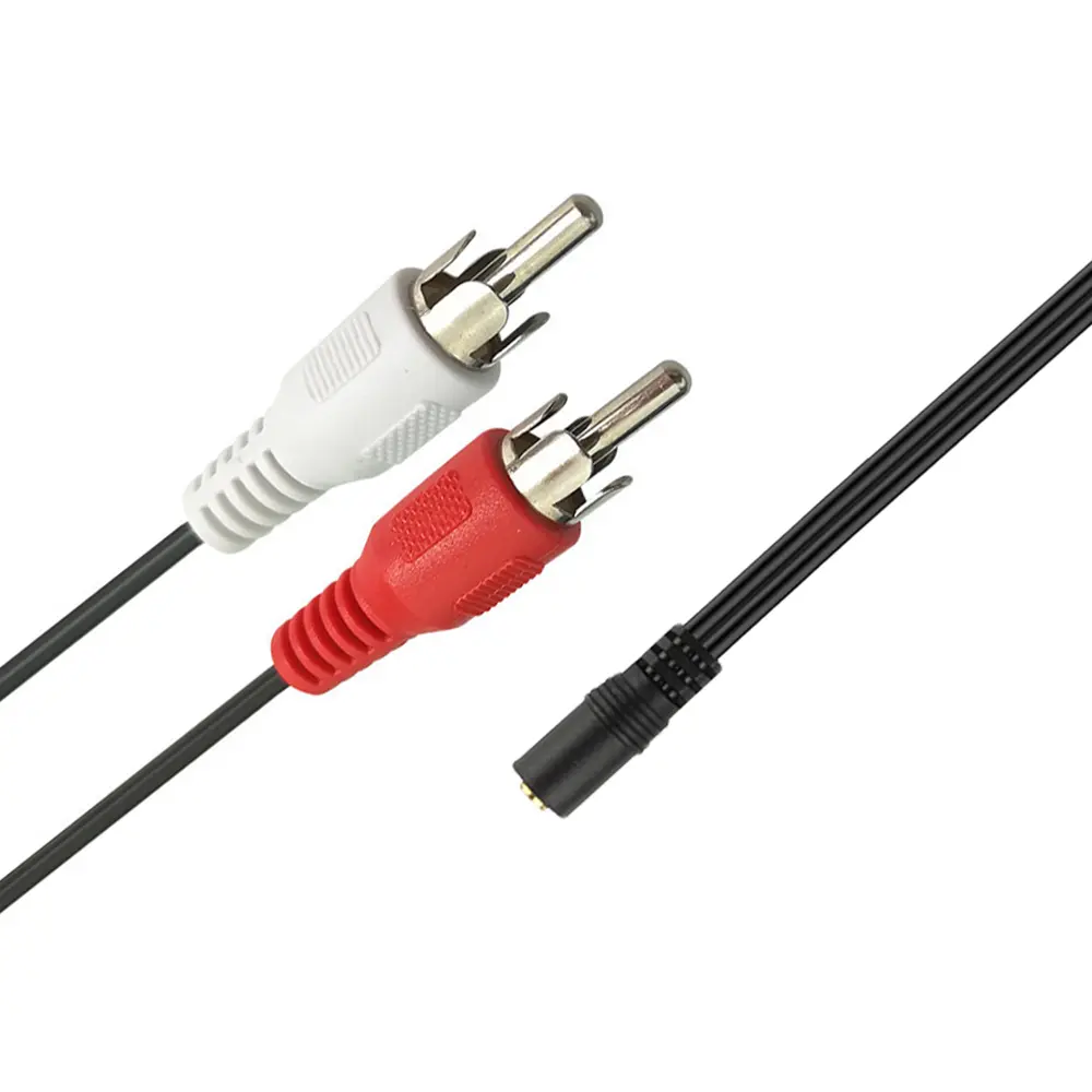New 3.5MM Female Connector Jack Stereo Cable Y Plug To 2 RCA Male Adapter 3.5 Audio Aux Socket Headphone Music Wire